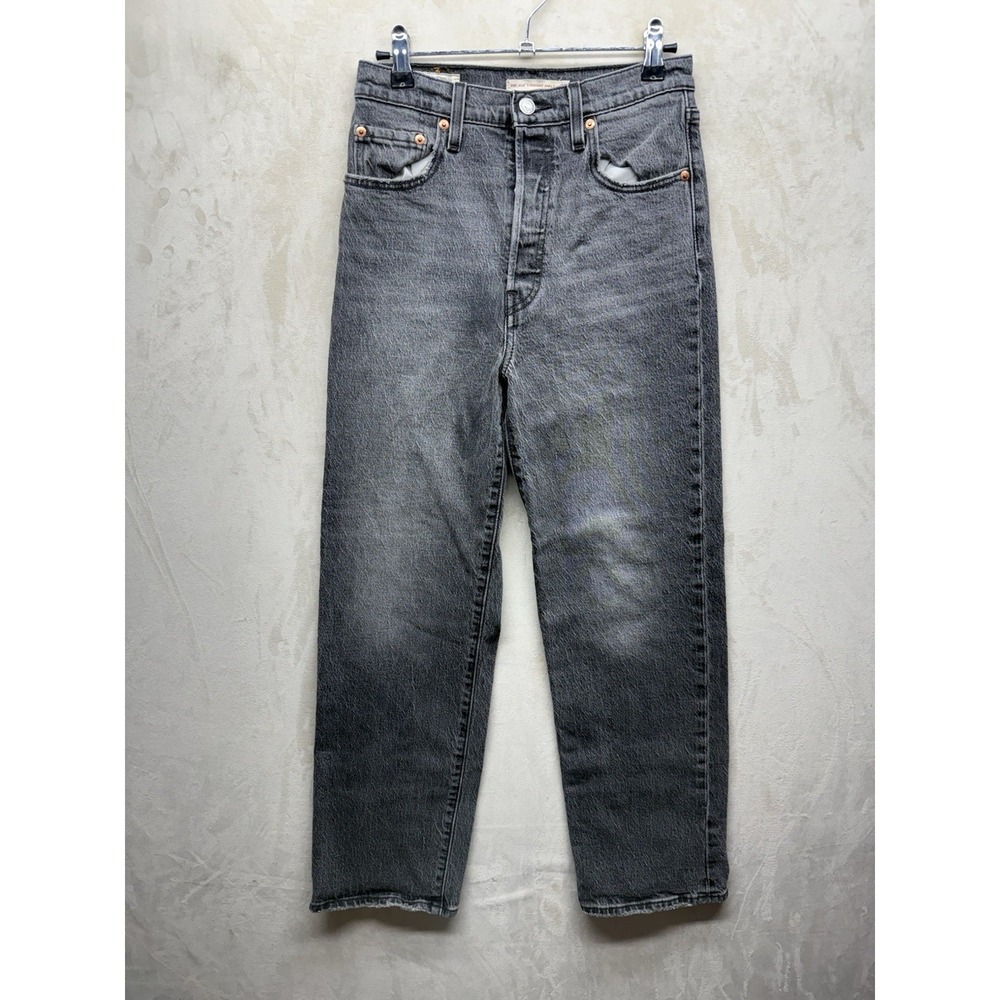 Levi's Jeans Womens 25x29 Black Ribcage Straight Ankle High Rise Premium Denim